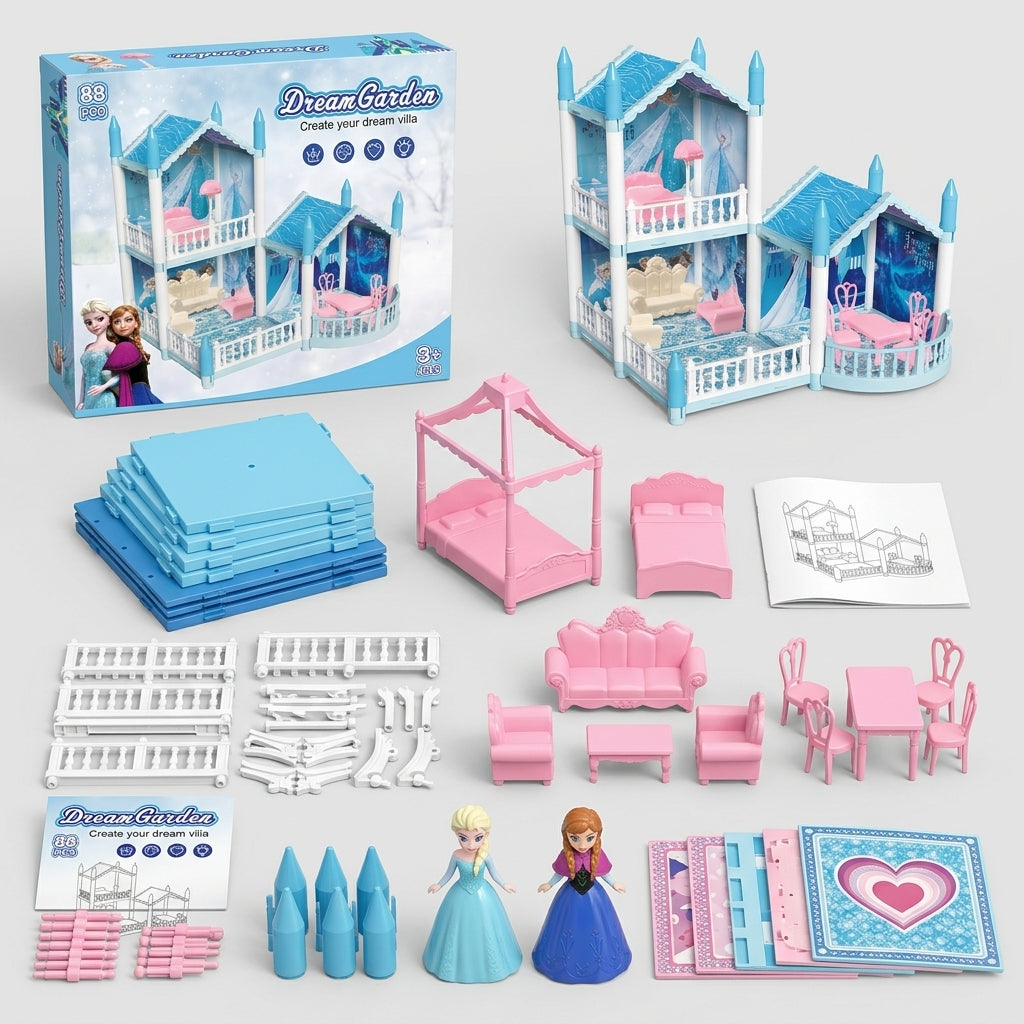 88-Piece Dream Garden Villa Dollhouse Playset
