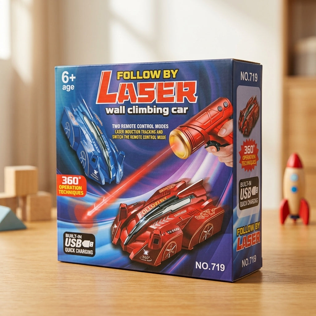 Laser-Following Wall-Climbing RC Car – Rechargeable 360° Stunt Car