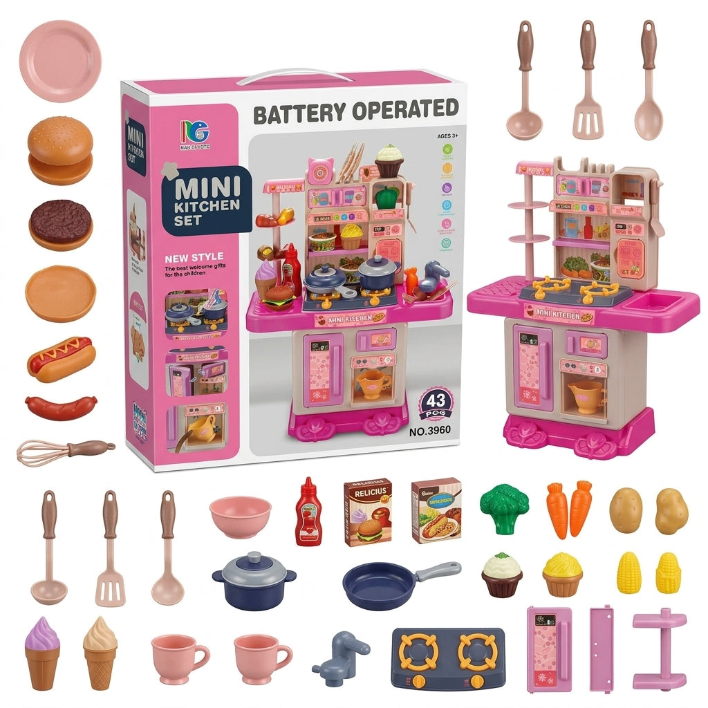 Battery-Operated Mini Kitchen Play Set