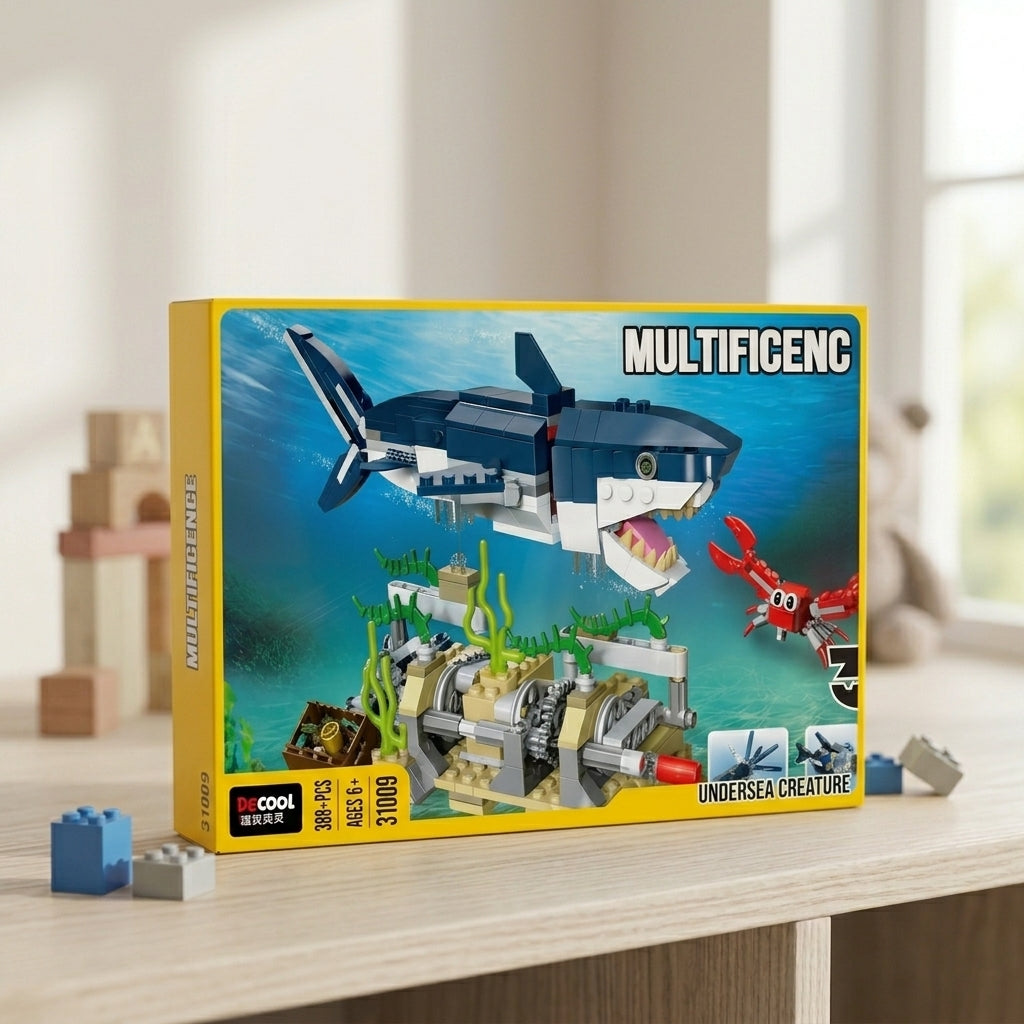 388-Piece Undersea Creature Building Set – Multi Defence Shark Model