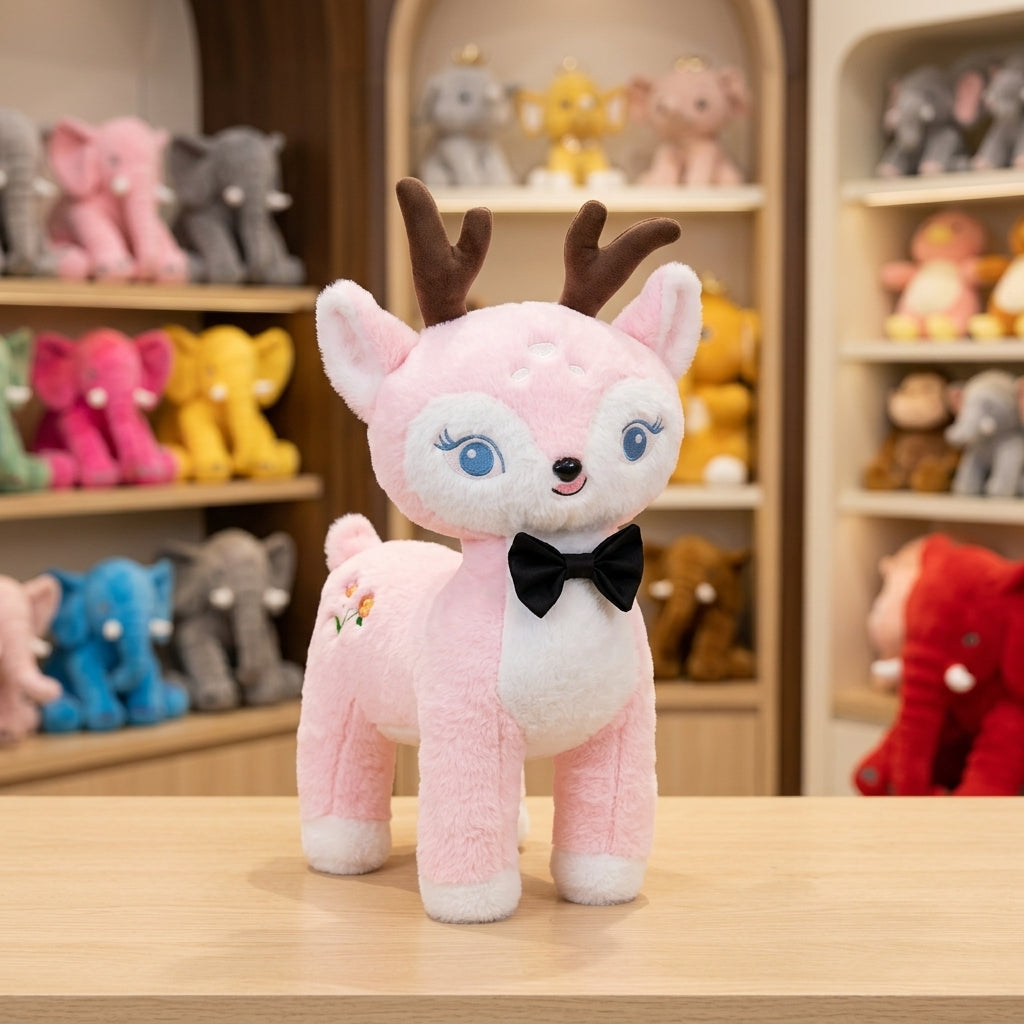 Adorable Pink Deer Plush Toy with Bow