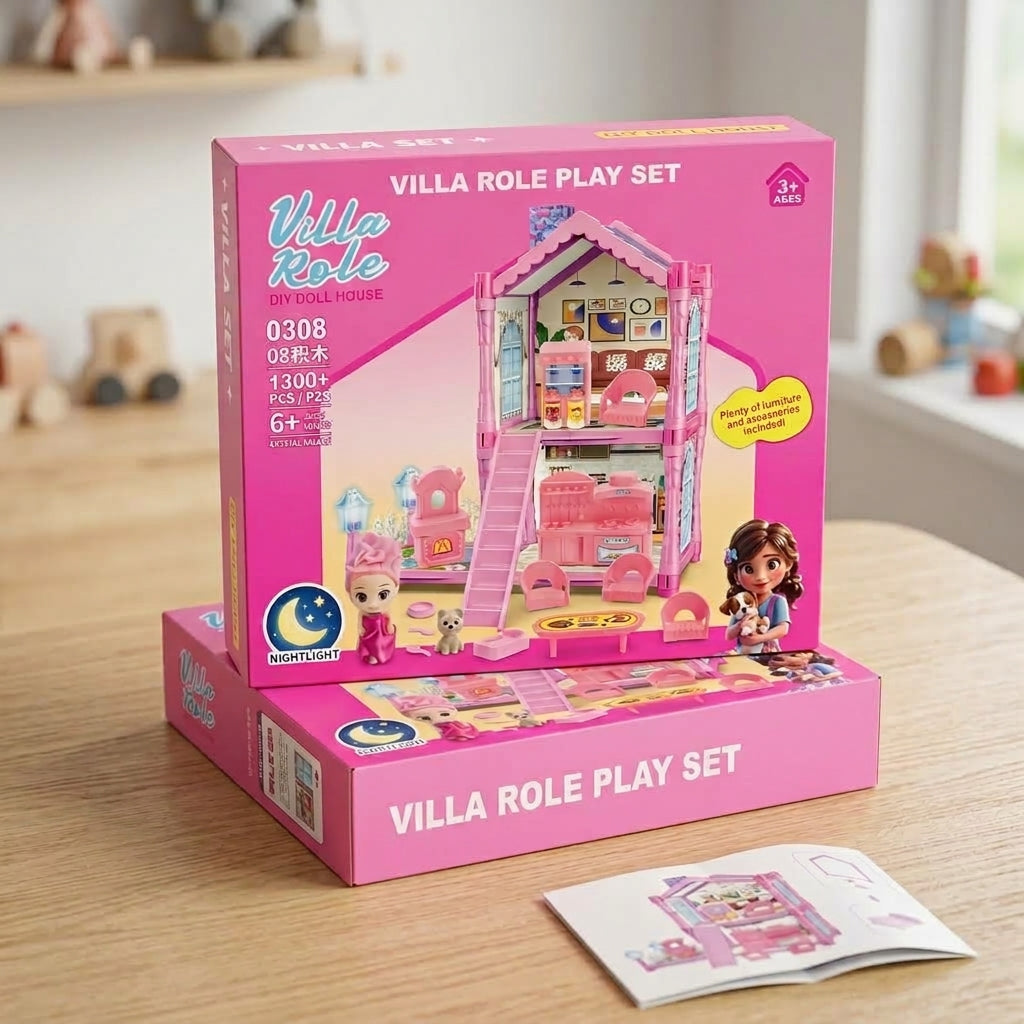 77-Piece Villa Role-Play Dollhouse Set