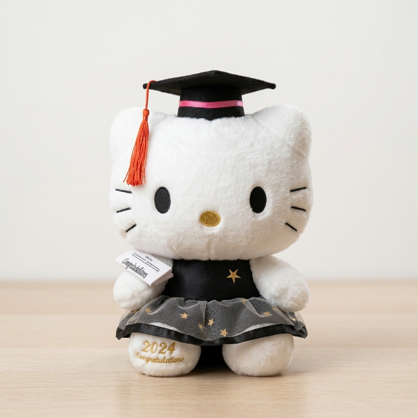 Graduation Kitty Plush Toy with Cap
